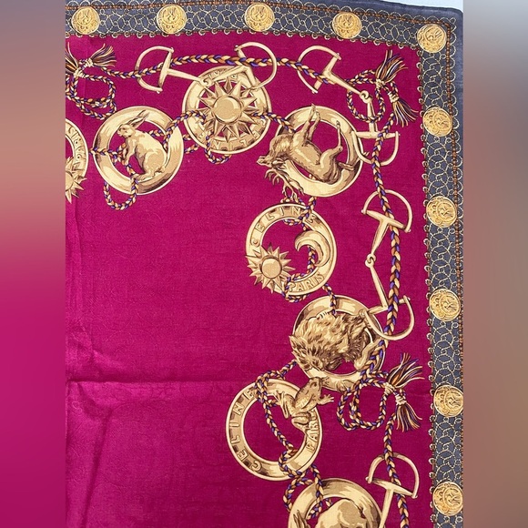 Rare Celine Paris Silk Scarf Cranberry BNWT Vintage Late 1980s-Early 90s France - Picture 4 of 14